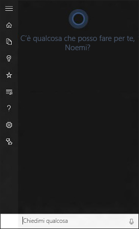 Schermata iniziale di Cortana