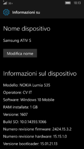 Informazioni sul dispositivo Samsung Ativ S - Fig. 16